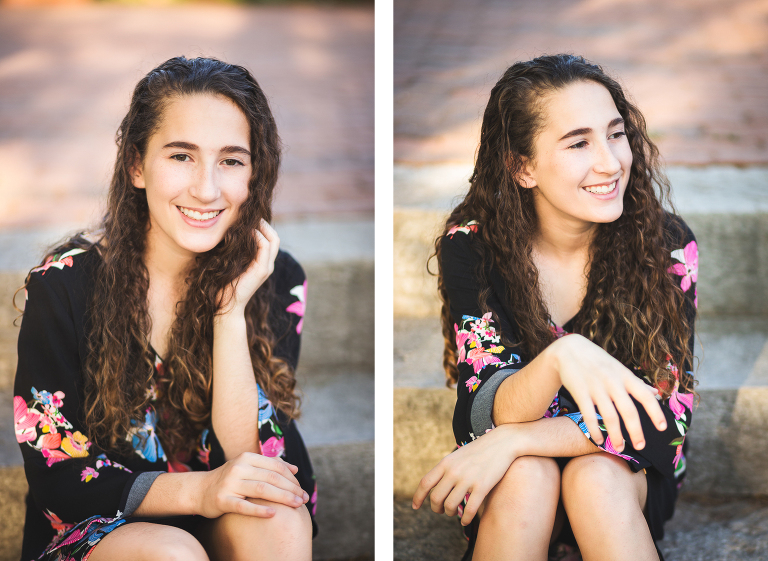 Young lady sitting smiling at camera | St. Louis Family Photographer