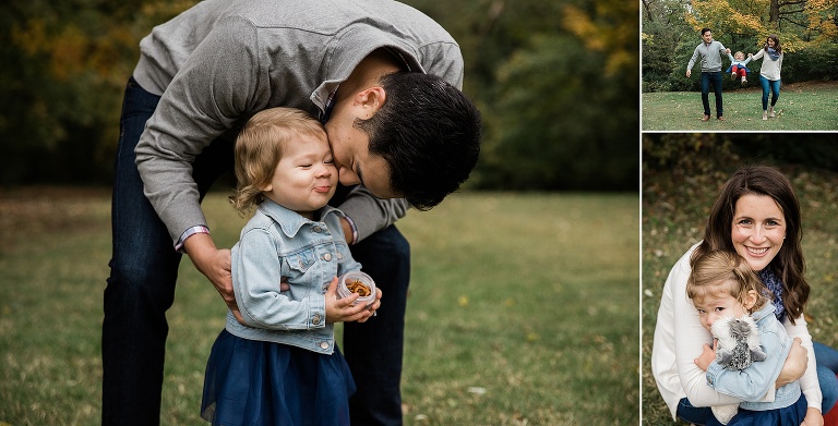 Collage of 3 photos of a family with a little girl | KGriggs Photography